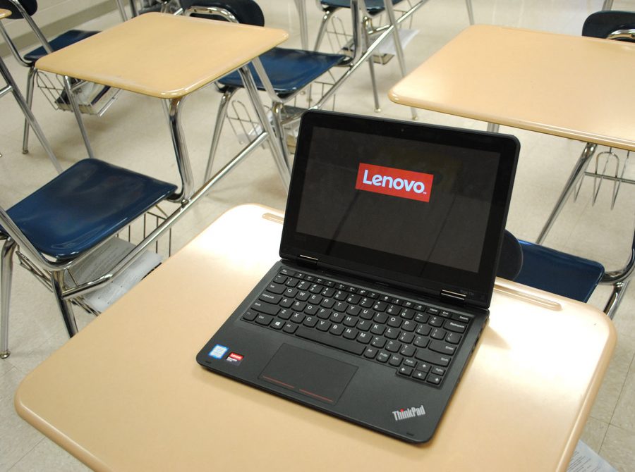 Students are utilizing laptops like this in Spring-Fords high school.  Next school year, beginning with the graduating class of 2023, each ninth grader will receive a laptop to carry with them throughout the year.  These devices will be taken home and brought back to school each day, allowing for students to easily access documents and schoolwork.