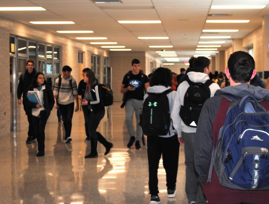 Students make their way to class through the newly constructed hallway at Spring-Ford. 