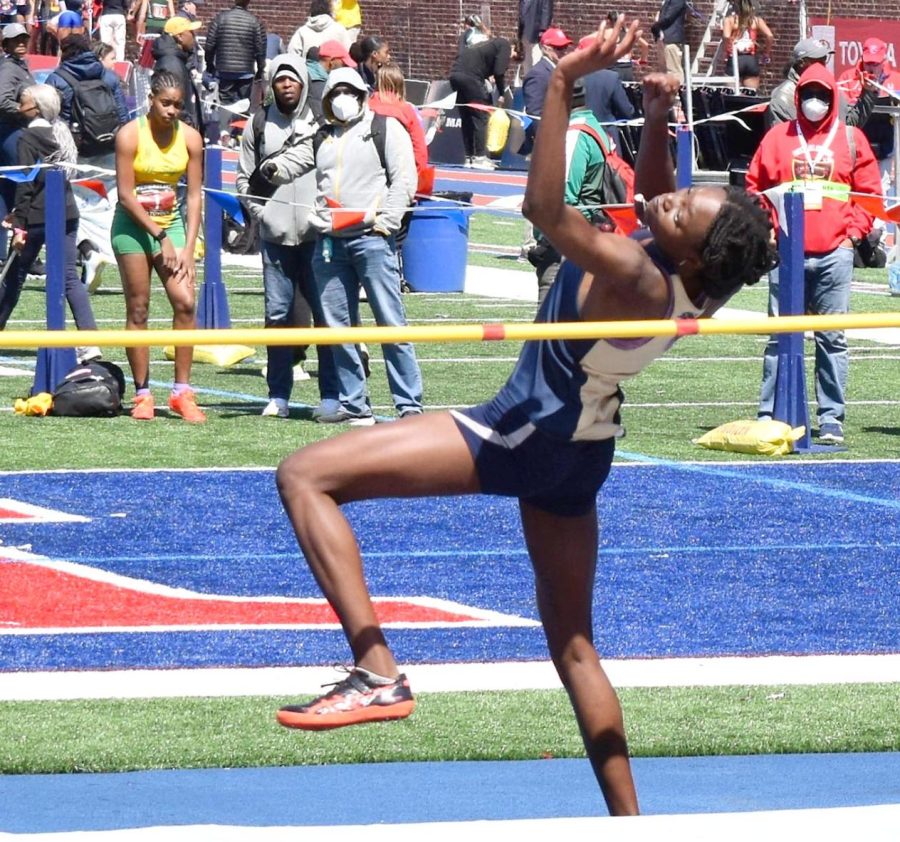 Spring-Ford senior Nene Mokonchu competes at the Penn Relays this past spring. Mokonchu won the event at the Penn Relays and a PIAA State Championship in the high jump. 