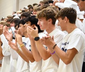 Spring-Ford seniors cheer at the Pep Rally prior to Homecoming. The event moved indoors for the first time since 2019. / Photos courtesy of Spring-Ford