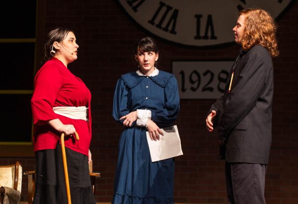 Becca Riley (from left), Ryan McCarraher, and Jaden Paskel star in the fall play “Radium Girls.”  / Photo courtesy of Kailey Edwards
