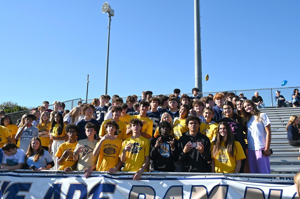 The Spring-Ford Student Section gets ready for the football team’s Homecoming Game this past fall. Photo courtesy of Spring-Ford.
