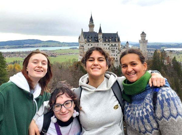 From left, Spring-Ford juniors Robyn Bruno and MJ Keller and German students Sophia Aufmwasser and Noélie Offner sight see in Germany. Photo courtesy of MJ Keller
