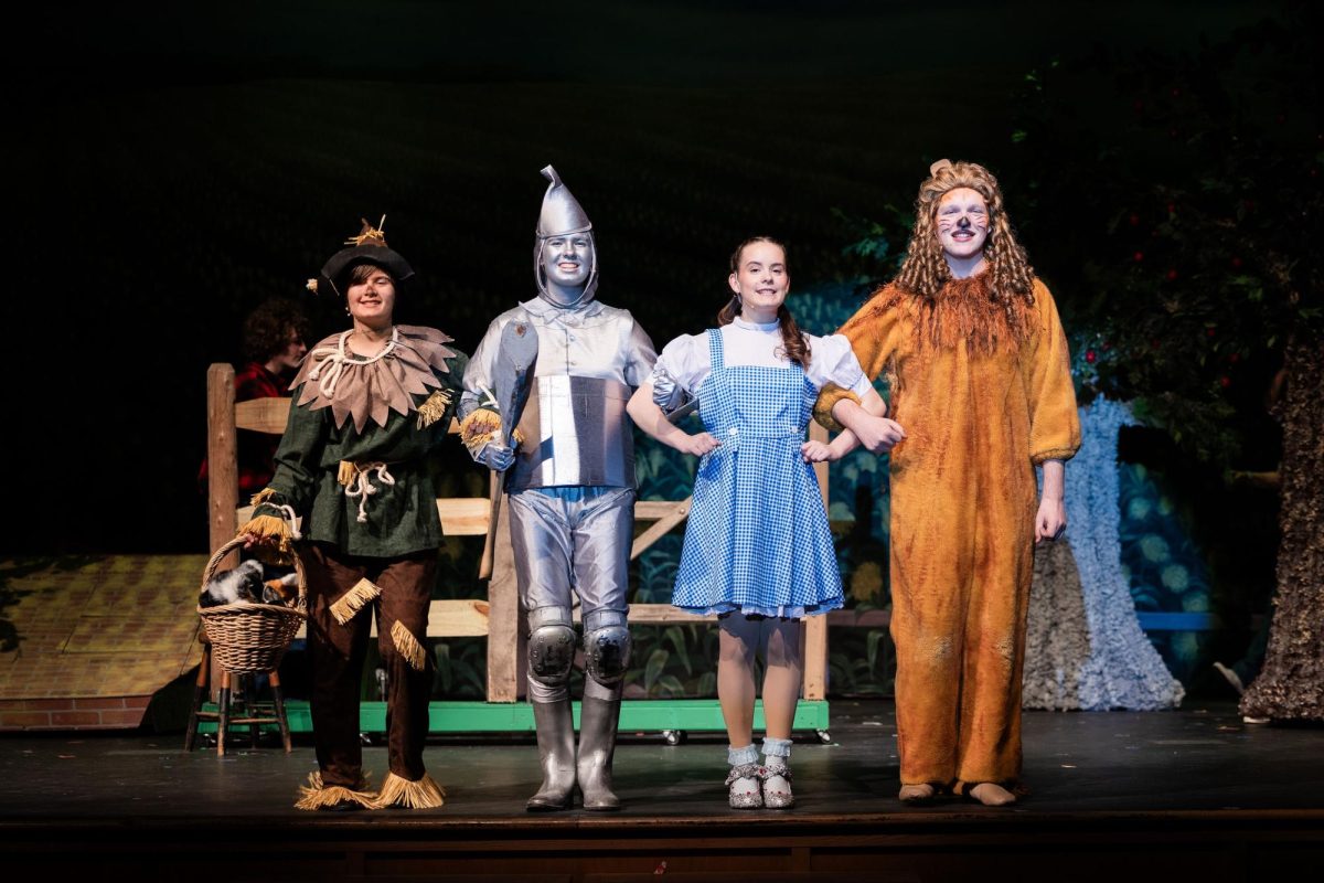 Spring-Ford students (from left) Morgan Bickle, Margot Brevoort, Amanda Gellert, and Parker Stem star in “The Wizard of Oz.”