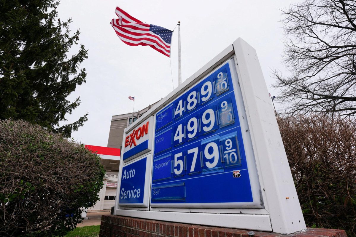 A board displays gas prices in Washington D.C., on March 15. 